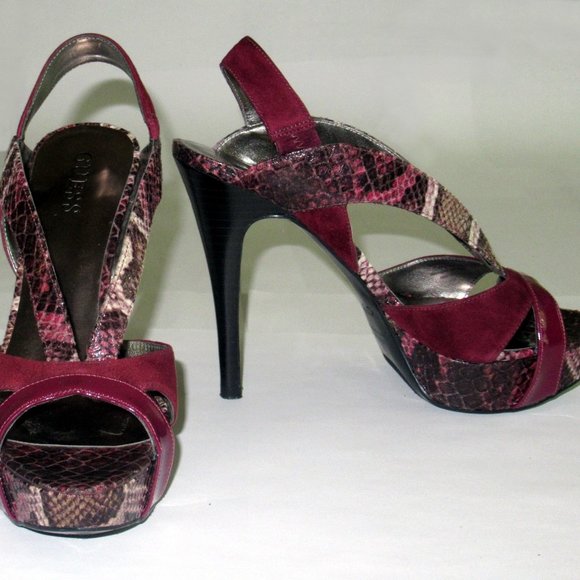 Guess by Marciano purple python print slingback platform stiletto sandal (6.5) - Picture 1 of 6